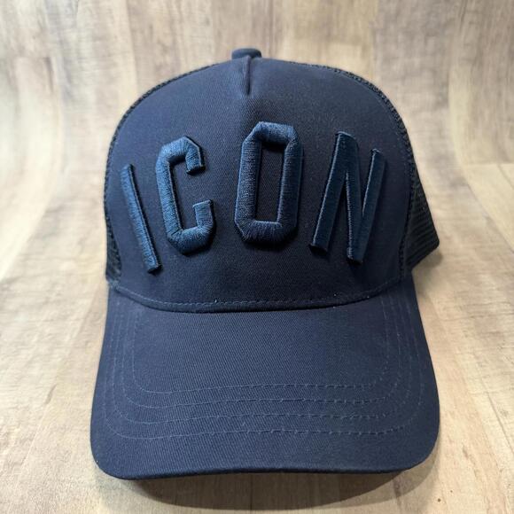 DSQICOND2 ICON Navy Blue Mesh Back Trucker Hat Snapback DSQUARED CAP